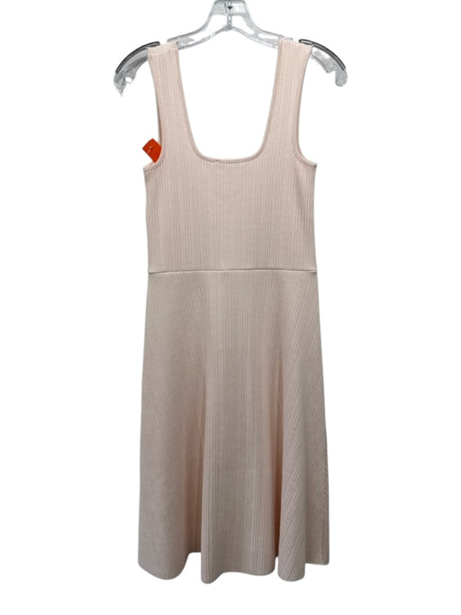 Vince Size M Baby Pink Cotton Blend Ribbed Sleeveless Raw Hem Knee length Dress Baby Pink / M