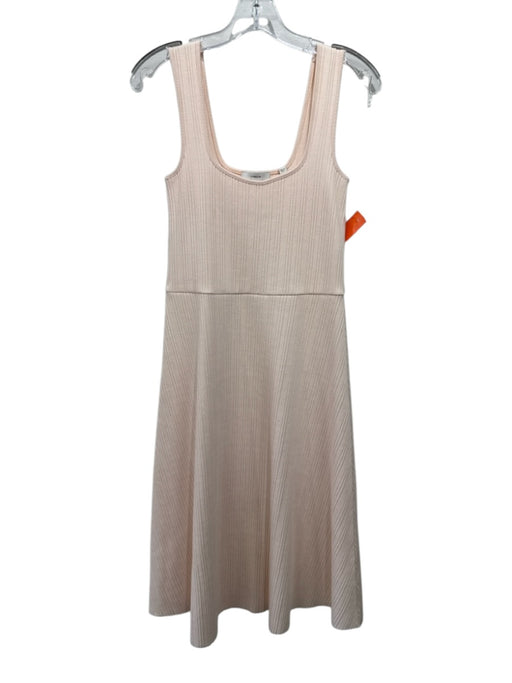 Vince Size M Baby Pink Cotton Blend Ribbed Sleeveless Raw Hem Knee length Dress Baby Pink / M