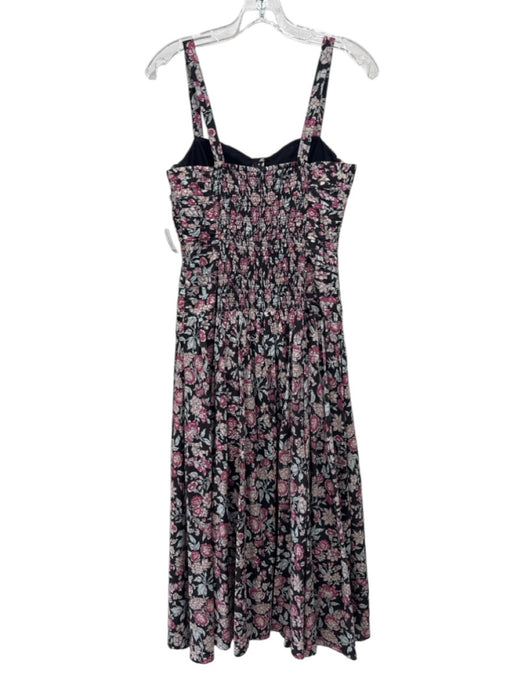 La Vie Rebecca Taylor Size XS Black & Pink Cotton Floral Sleeveless Dress Black & Pink / XS