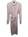 ATM Size S White & Pink Rayon Blend Striped Button Front Long Sleeve Shirt Dress White & Pink / S