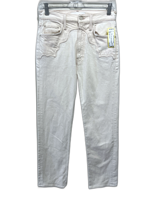 Mother Superior Size 27 White Cotton Western Stitching High Rise Zip Fly Jeans White / 27
