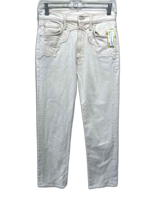 Mother Superior Size 27 White Cotton Western Stitching High Rise Zip Fly Jeans White / 27