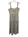 Agua by Agua Bendita Size S White, Blue & Yellow Linen Scrunch Strap Dress White, Blue & Yellow / S