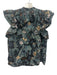 Ulla Johnson Size 4 Teal & Multi Cotton Abstract Print Ruffle Cap Sleeve Top Teal & Multi / 4