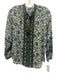 Veronica Beard Size S Cream White & Green Viscose Blend Botanical Tie V Neck Top Cream White & Green / S