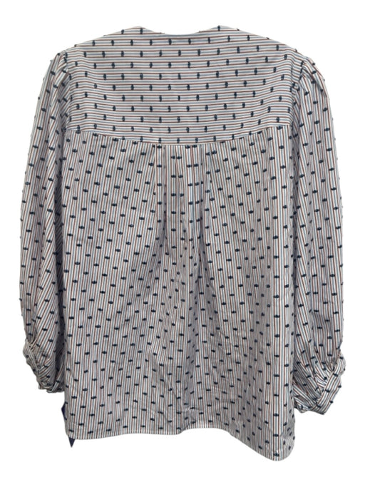 Hunter Bell Size S White, Blue & Red Cotton Striped Swiss Dot Button Front Top White, Blue & Red / S