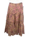 Alexis Size S Peach & Pink Flax Blend Floral Tiered Back Zip Maxi Skirt Peach & Pink / S
