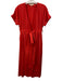 Mara Hoffman Size S Red Cotton Short Cuff Sleeve Wrap Tie Waist Pocketed Dress Red / S