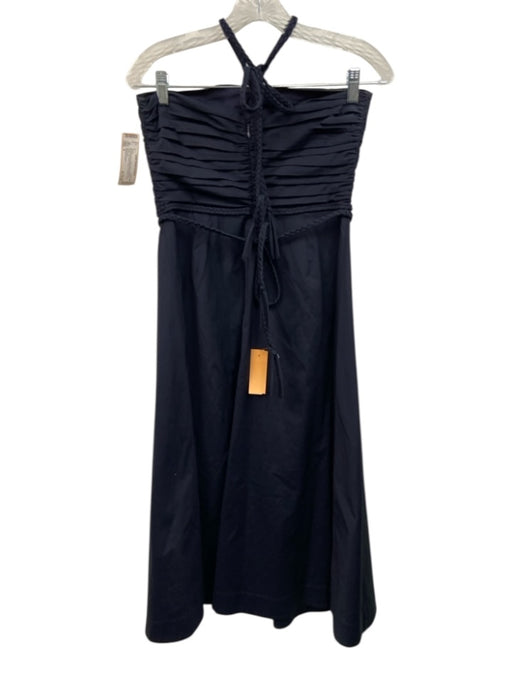 Veronica Beard Size 4 Midnight blue Cotton Blend Braided Strap Tie Waist Dress Midnight blue / 4