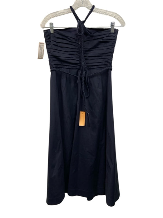 Veronica Beard Size 4 Midnight blue Cotton Blend Braided Strap Tie Waist Dress Midnight blue / 4