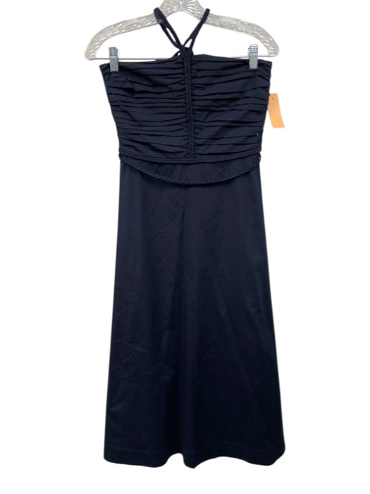 Veronica Beard Size 4 Midnight blue Cotton Blend Braided Strap Tie Waist Dress Midnight blue / 4