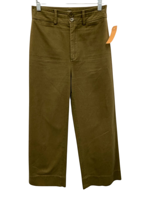 Apiece Apart Size Est M Moss Green Cotton High Rise Two Button Wide Leg Pants Moss Green / Est M