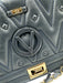 Valentino by Mario Valentino Gray Blue Leather Quilted Flap Chain Strap Bag Gray Blue