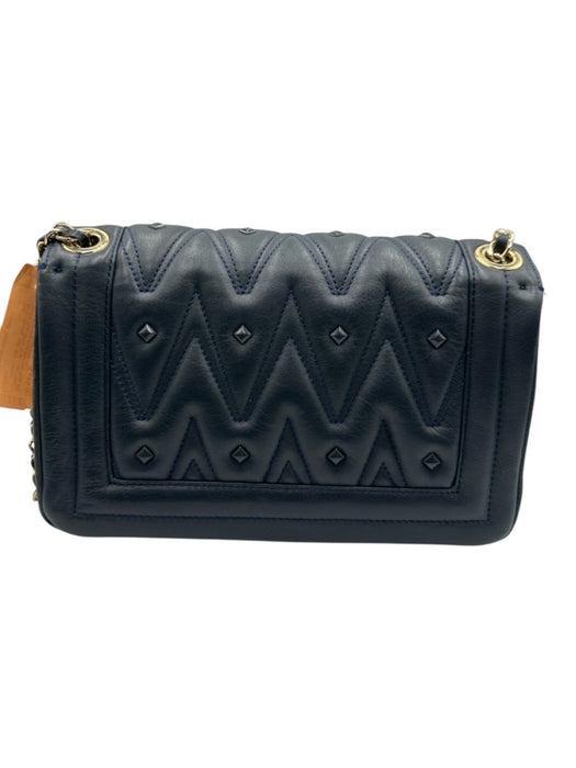 Valentino by Mario Valentino Gray Blue Leather Quilted Flap Chain Strap Bag Gray Blue