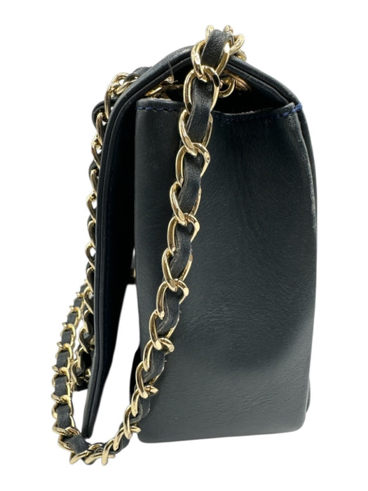 Valentino by Mario Valentino Gray Blue Leather Quilted Flap Chain Strap Bag Gray Blue