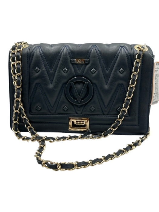 Valentino by Mario Valentino Gray Blue Leather Quilted Flap Chain Strap Bag Gray Blue