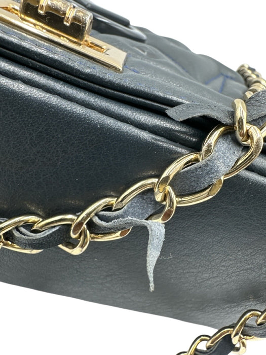 Valentino by Mario Valentino Gray Blue Leather Quilted Flap Chain Strap Bag Gray Blue