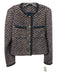 Elie Tahari Size Small Blue & Brown Wool Blend Long semi sheer sleeves Jacket Blue & Brown / Small
