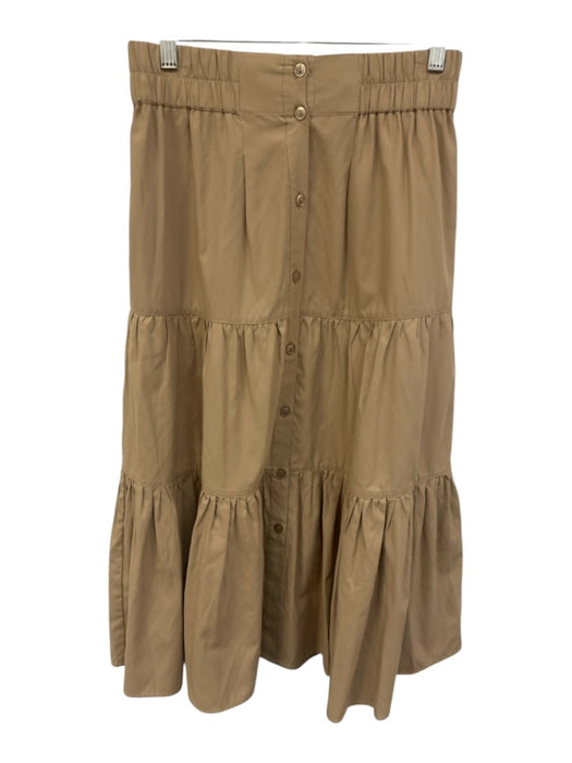 Brochu Walker Size Small Khaki Beige Polyester Blend Elastic Waist Tiered Skirt Khaki Beige / Small