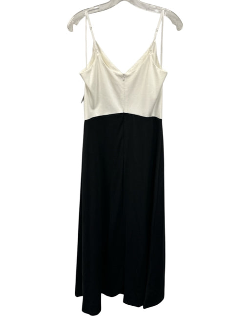 Pomander Place Size Small Black & White Rayon Blend Spaghetti Strap V Neck Dress Black & White / Small