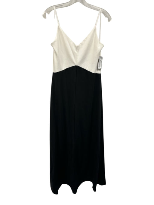 Pomander Place Size Small Black & White Rayon Blend Spaghetti Strap V Neck Dress Black & White / Small