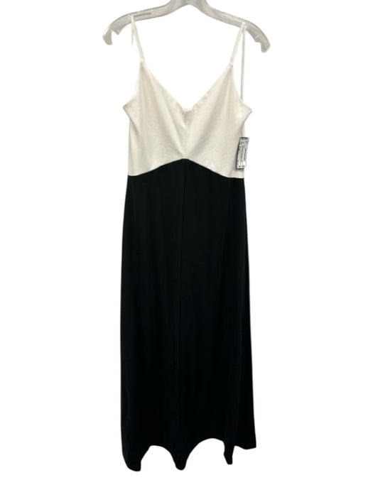 Pomander Place Size Small Black & White Rayon Blend Spaghetti Strap V Neck Dress Black & White / Small