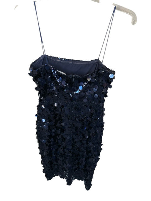 Amanda Uprichard Size S Navy Sequin Strapless Slit Midi Gown Navy / S