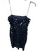 Amanda Uprichard Size S Navy Sequin Strapless Slit Midi Gown Navy / S