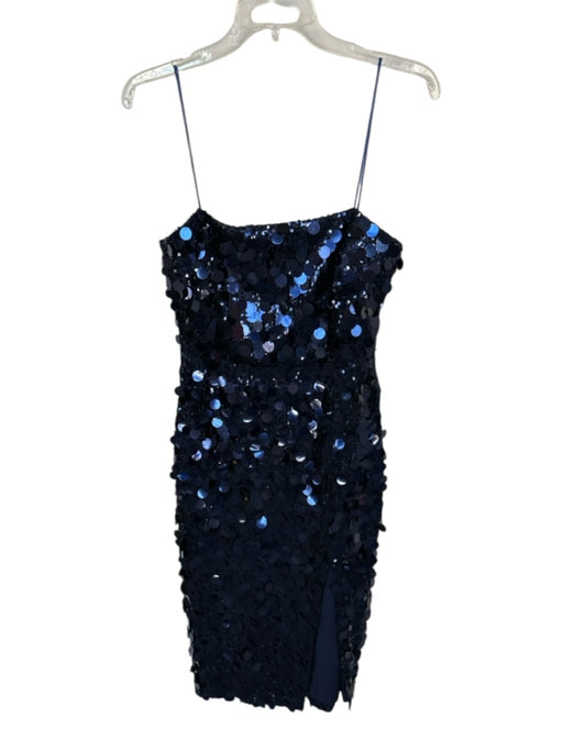 Amanda Uprichard Size S Navy Sequin Strapless Slit Midi Gown Navy / S
