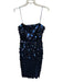 Amanda Uprichard Size S Navy Sequin Strapless Slit Midi Gown Navy / S