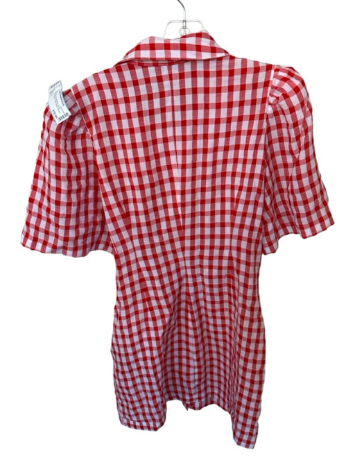 Kitri Size 6 Red & White Viscose Blend Short Sleeve Gingham Button Down Dress Red & White / 6