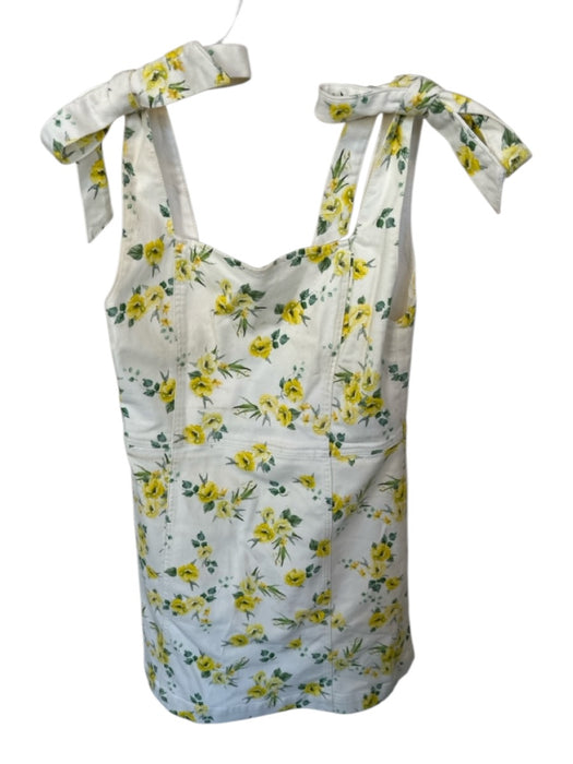 Alice & Olivia jeans Size 8 Yellow & Green Cotton Blend Tie Straps Flowers Dress Yellow & Green / 8