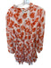 Misa Size M Orange & White Polyester Long Balloon Sleeve Flowers Dress Orange & White / M