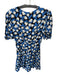 Staud Size 6 Black & Blue Rayon Short Balloon Sleeve Flowers V Neck Dress Black & Blue / 6