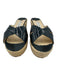 Jimmy Choo Shoe Size 41 Black & Beige Leather & Raffia Wedge Platform Sandals Black & Beige / 41