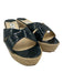Jimmy Choo Shoe Size 41 Black & Beige Leather & Raffia Wedge Platform Sandals Black & Beige / 41