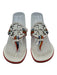 Tory Burch Shoe Size Est 7.5 White & Multi Leather Strappy Logo Sandals White & Multi / Est 7.5