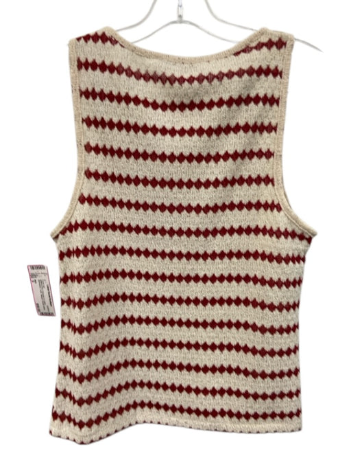 MNG Size S White & Red Polyester & Cotton Sleeveless Tank Striped Pants Set White & Red / S