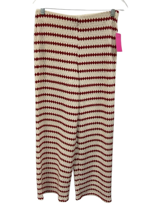 MNG Size S White & Red Polyester & Cotton Sleeveless Tank Striped Pants Set White & Red / S