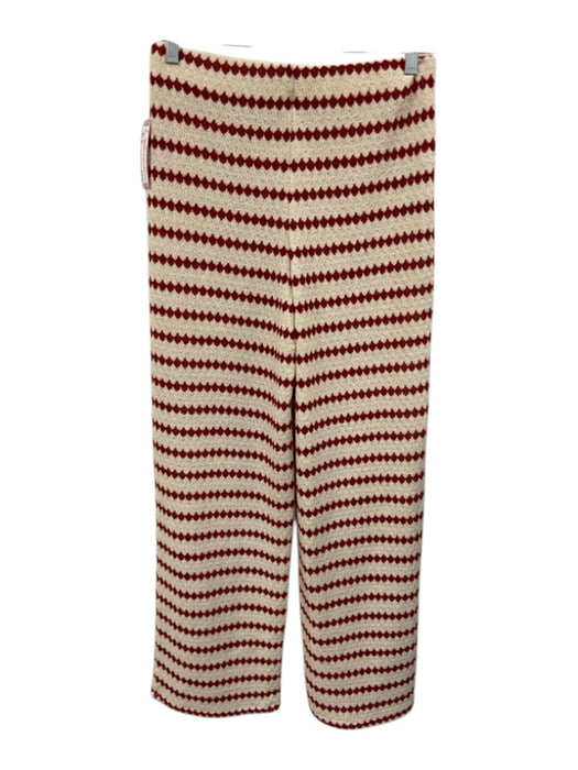 MNG Size S White & Red Polyester & Cotton Sleeveless Tank Striped Pants Set White & Red / S