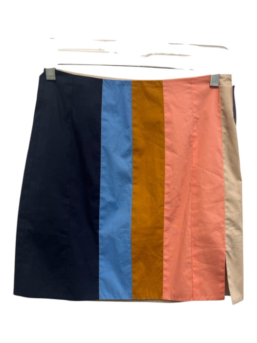 Staud Size 2 Blue, Yellow, Pink Cotton Color Block Stripe Side Zip Mini Skirt Blue, Yellow, Pink / 2