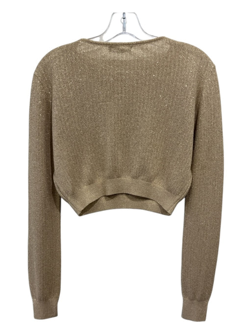 Vix Paula Hermanny Size M Gold Viscose Blend Metallic Thread Long Sleeve Top Gold / M