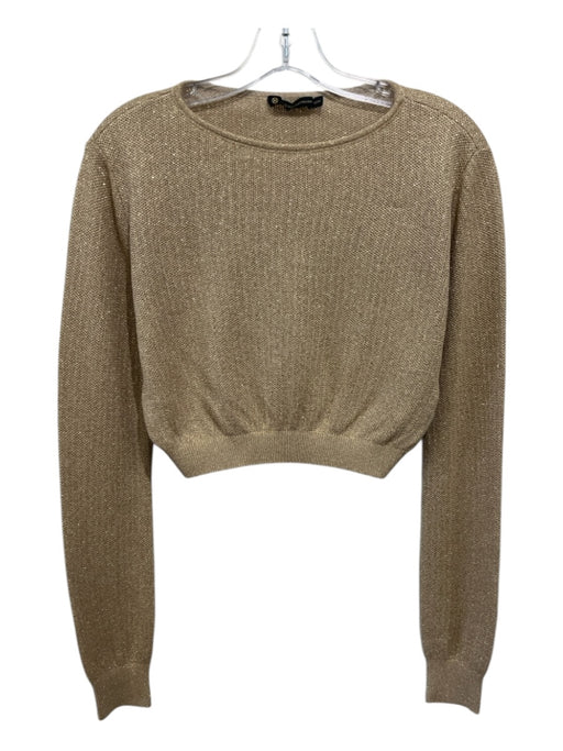 Vix Paula Hermanny Size M Gold Viscose Blend Metallic Thread Long Sleeve Top Gold / M