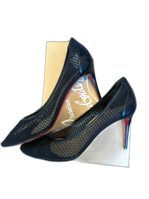 Christian Louboutin Shoe Size 41 Black Leather Mesh Round Toe Stiletto Pumps Black / 41