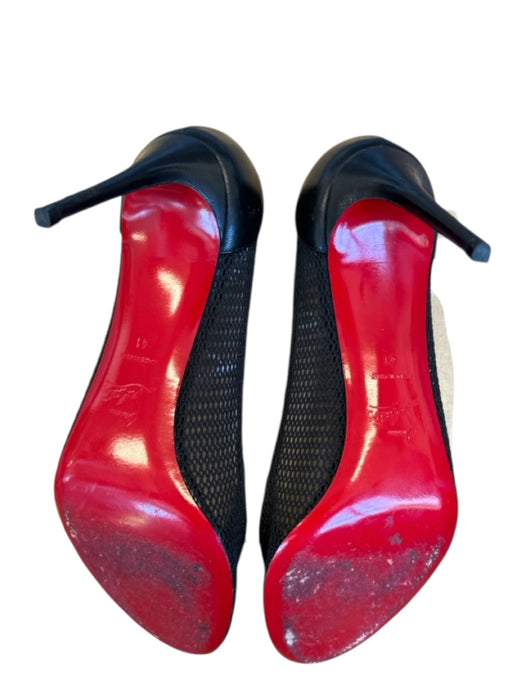 Christian Louboutin Shoe Size 41 Black Leather Mesh Round Toe Stiletto Pumps Black / 41