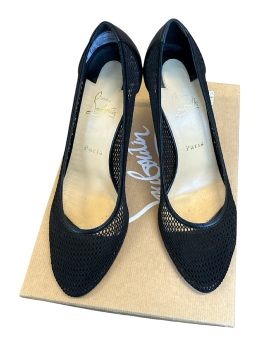 Christian Louboutin Shoe Size 41 Black Leather Mesh Round Toe Stiletto Pumps Black / 41