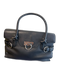 Salvatore Ferragamo Black Leather silver tone hardware Gancini Flap Satchel Bag Black