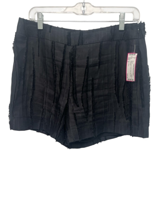 Marie Oliver Size 6 Black Linen & Silk Fringe High Waist Shorts Black / 6