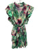 Marie Oliver Size L Green, Pink, Purple Silk & Cotton Ruffle Cap Sleeve Dress Green, Pink, Purple / L