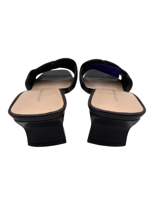 Loeffler Randall Shoe Size 7.5 Brown & Black Leather Peep Toe Twist Mule Sandals Brown & Black / 7.5